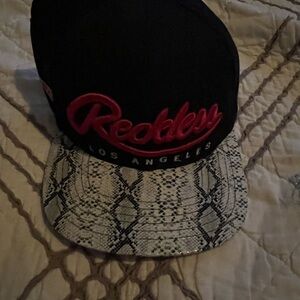 Young & Reckless Black Cap with Red Logo and Snakeskin Brim